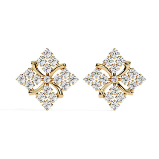 Floralia Cluster Studs - round brilliant diamond earrings - top view - hand-made in Byron Bay Hinterland, Australia by Lucano Fine Jewellery