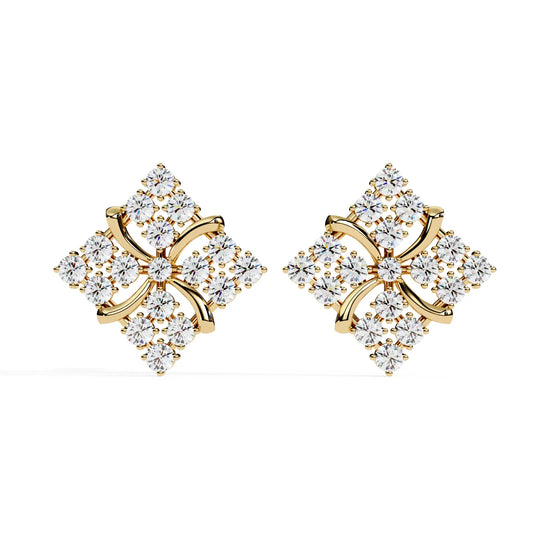 Floralia Cluster Studs - round brilliant diamond earrings - top view - hand-made in Byron Bay Hinterland, Australia by Lucano Fine Jewellery