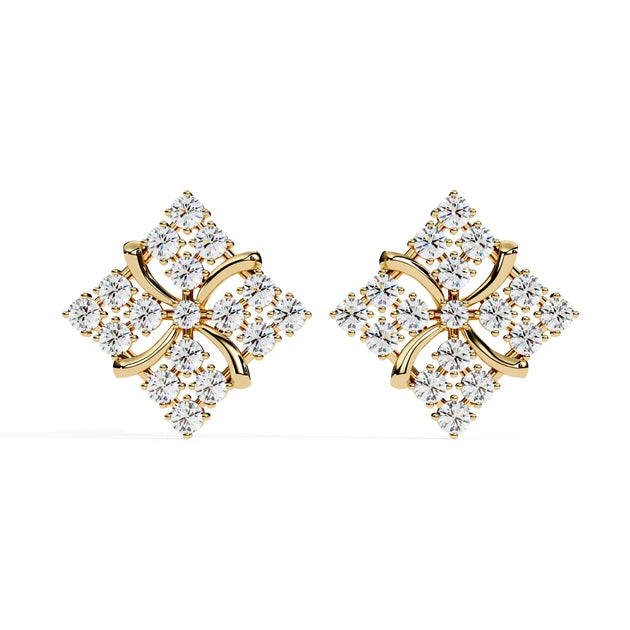 Floralia Cluster Studs - round brilliant diamond earrings - top view - hand-made in Byron Bay Hinterland, Australia by Lucano Fine Jewellery