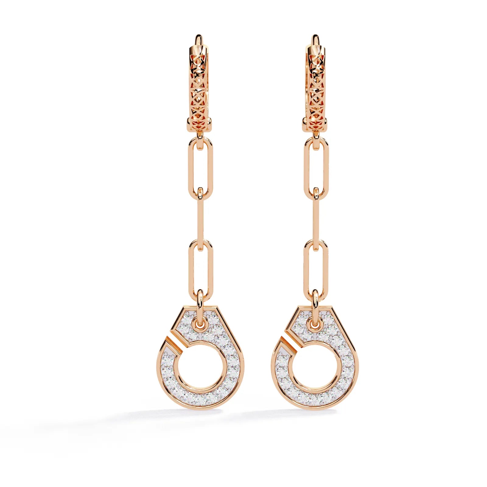 Cordella Drop Earrings - round brilliant diamond earrings - front view - hand-made in Byron Bay Hinterland, Australia by Lucano Fine Jewellery
