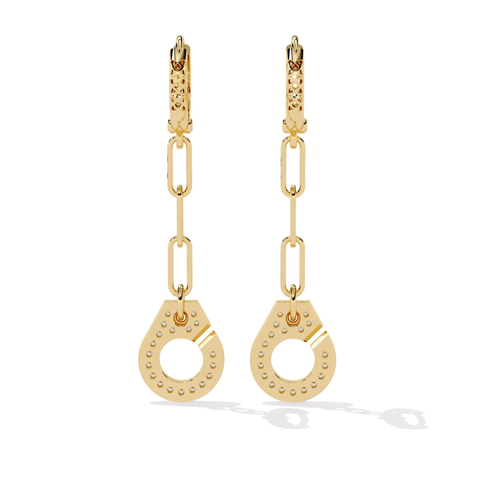 Cordella Drop Earrings - round brilliant diamond earrings - three-quarter view - hand-made in Byron Bay Hinterland, Australia by Lucano Fine Jewellery