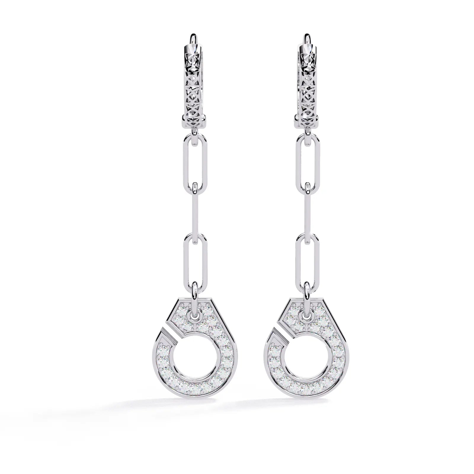 Cordella Drop Earrings - round brilliant diamond earrings - detail close-up - hand-made in Byron Bay Hinterland, Australia by Lucano Fine Jewellery
