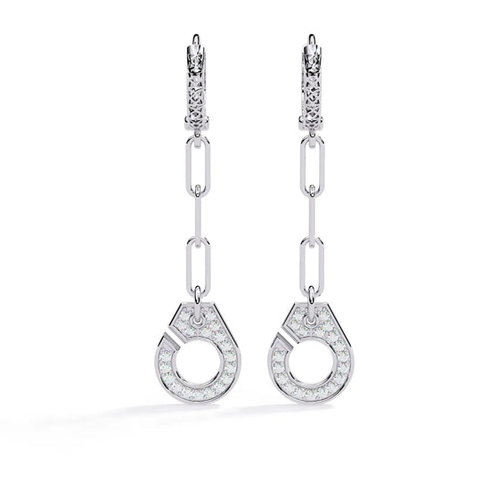 Cordella Drop Earrings - round brilliant diamond earrings - detail close-up - hand-made in Byron Bay Hinterland, Australia by Lucano Fine Jewellery