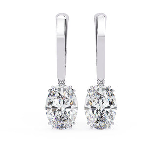 Ovalia Drop Earrings - oval-cut diamond earrings - front view - hand-made in Byron Bay Hinterland, Australia by Lucano Fine Jewellery