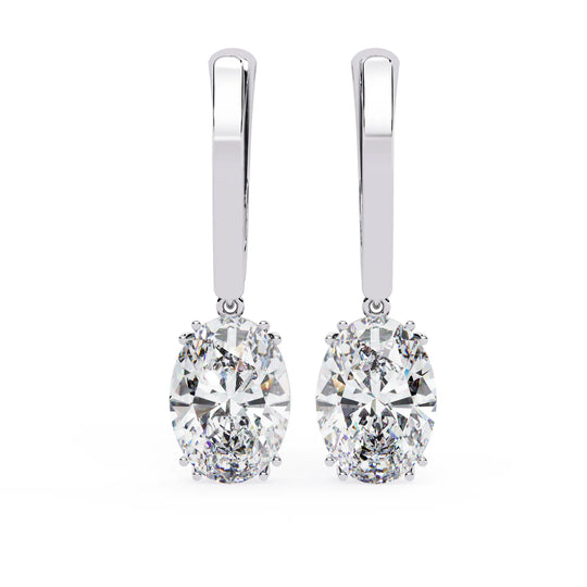 Ovalia Drop Earrings - oval-cut diamond earrings - front view - hand-made in Byron Bay Hinterland, Australia by Lucano Fine Jewellery