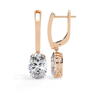 Ovalia Drop Earrings - oval-cut diamond earrings - angled view - hand-made in Byron Bay Hinterland, Australia by Lucano Fine Jewellery