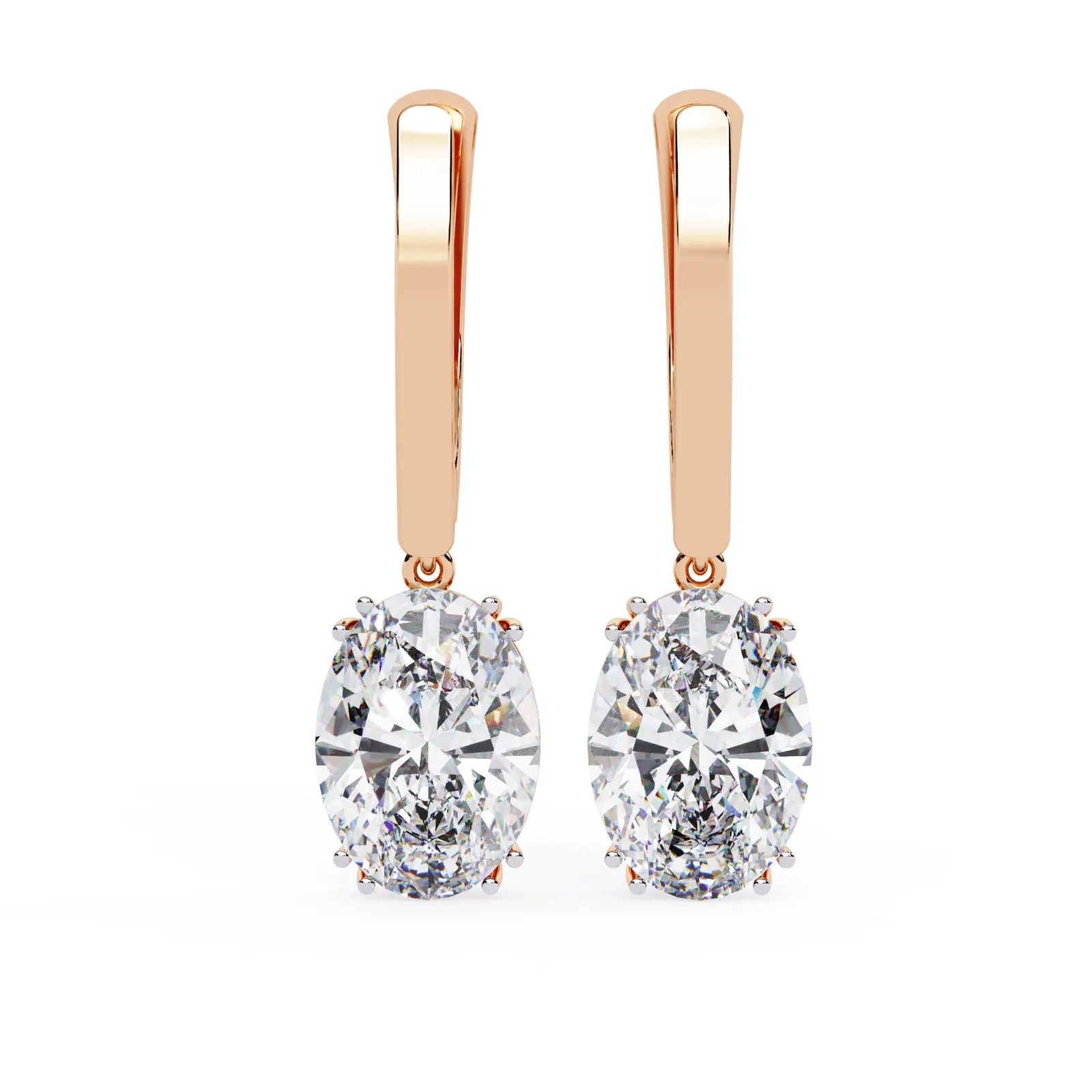 Ovalia Drop Earrings - oval-cut diamond earrings - three-quarter view - hand-made in Byron Bay Hinterland, Australia by Lucano Fine Jewellery