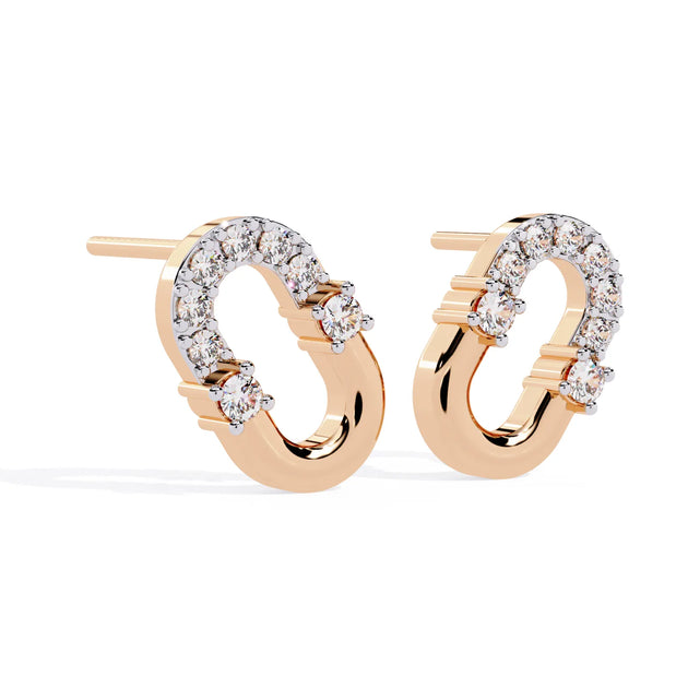 Anellino Pavé Studs - round brilliant diamond earrings - side profile - hand-made in Byron Bay Hinterland, Australia by Lucano Fine Jewellery
