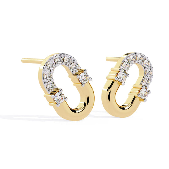 Anellino Pavé Studs - round brilliant diamond earrings - angled view - hand-made in Byron Bay Hinterland, Australia by Lucano Fine Jewellery
