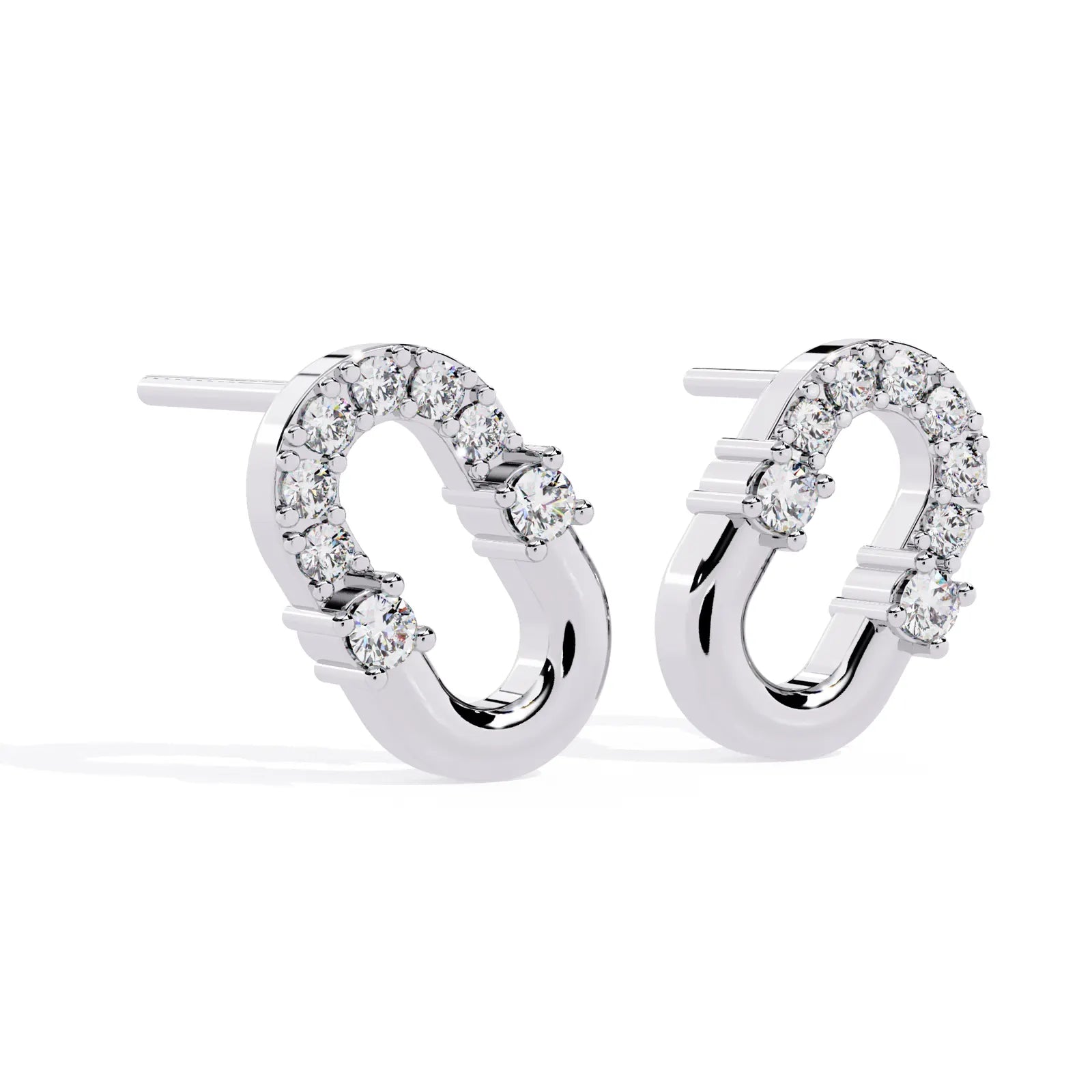 Anellino Pavé Studs - round brilliant diamond earrings - three-quarter view - hand-made in Byron Bay Hinterland, Australia by Lucano Fine Jewellery