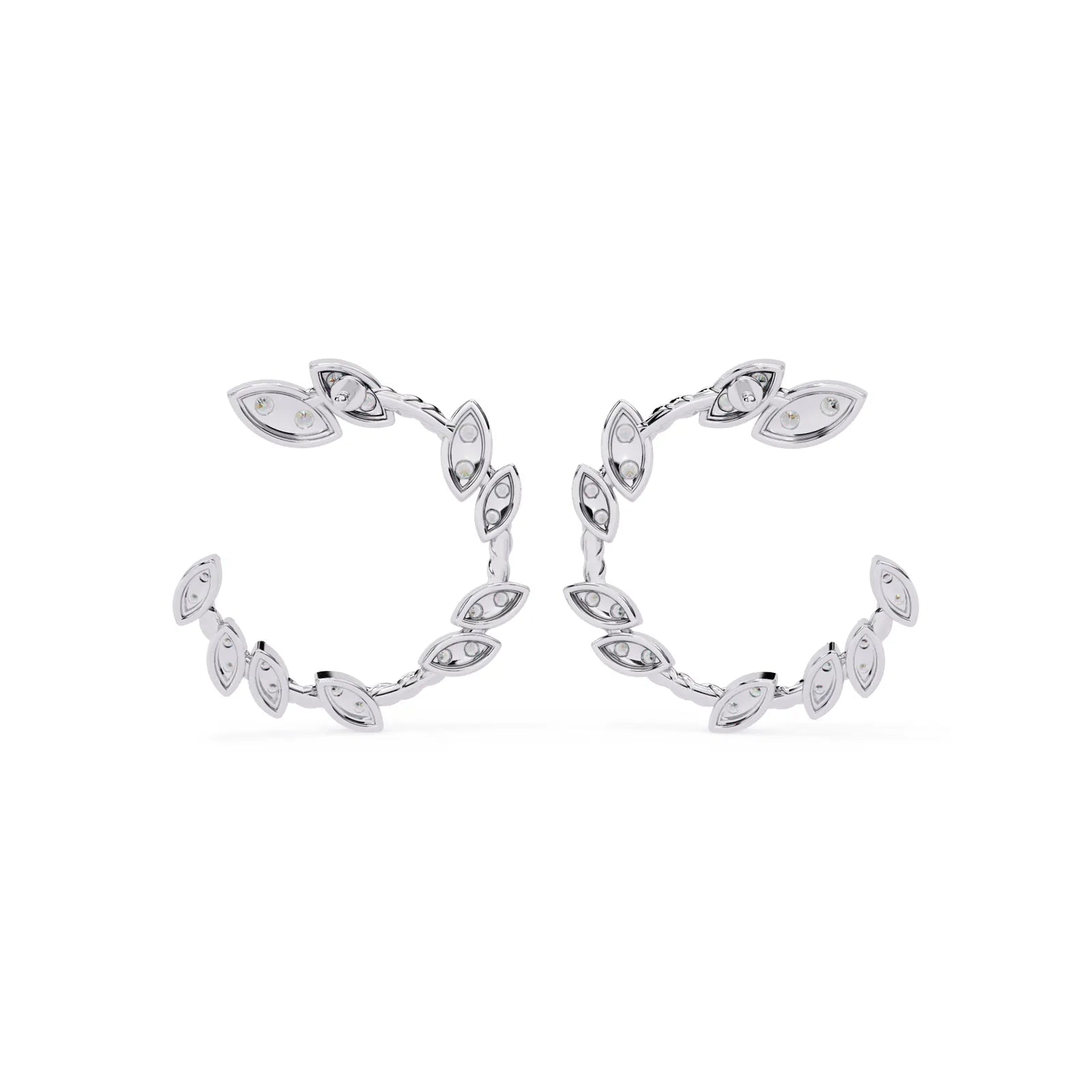 Lauro Crescent Earrings - round brilliant diamond earrings - in 18ct white gold - hand-made in Byron Bay Hinterland, Australia by Lucano Fine Jewellery