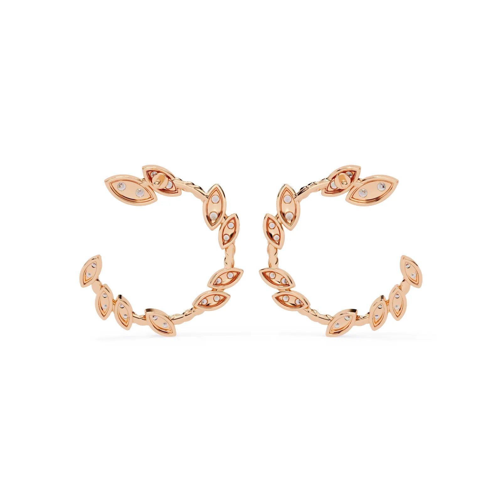 Lauro Crescent Earrings - round brilliant diamond earrings - in 9ct rose gold - hand-made in Byron Bay Hinterland, Australia by Lucano Fine Jewellery