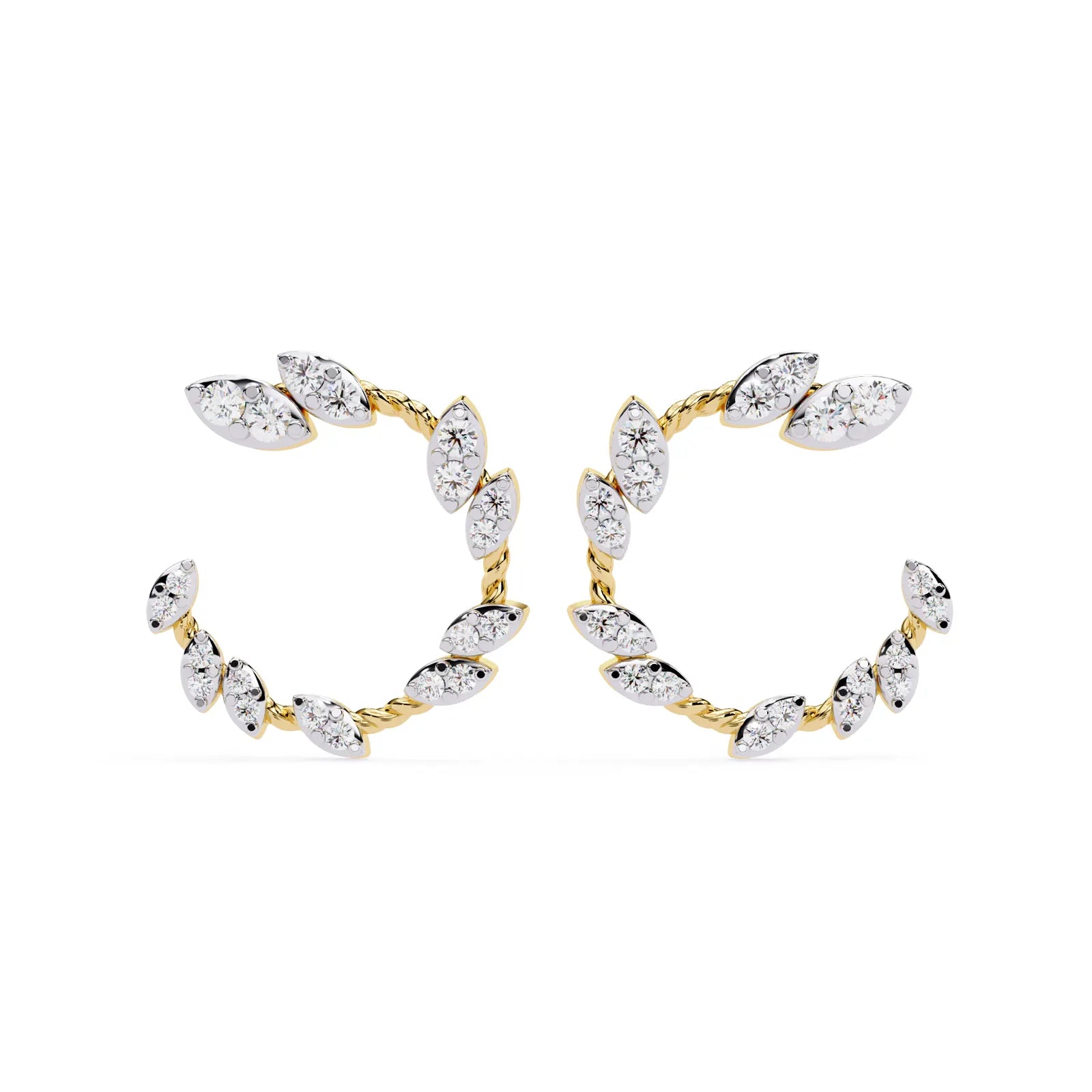 Lauro Crescent Earrings - round brilliant diamond earrings - front view - hand-made in Byron Bay Hinterland, Australia by Lucano Fine Jewellery