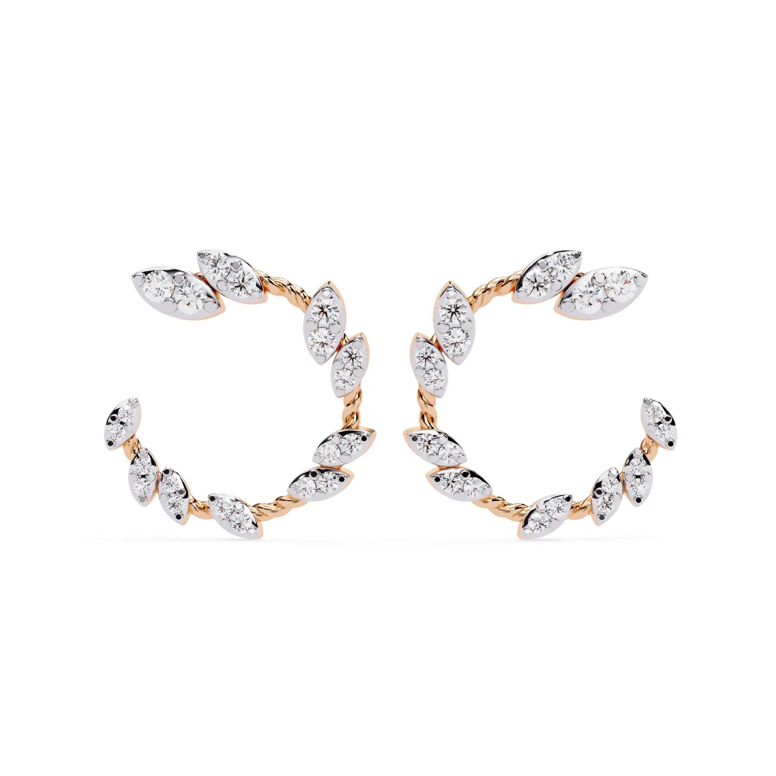 Lauro Crescent Earrings - round brilliant diamond earrings - detail close-up - hand-made in Byron Bay Hinterland, Australia by Lucano Fine Jewellery