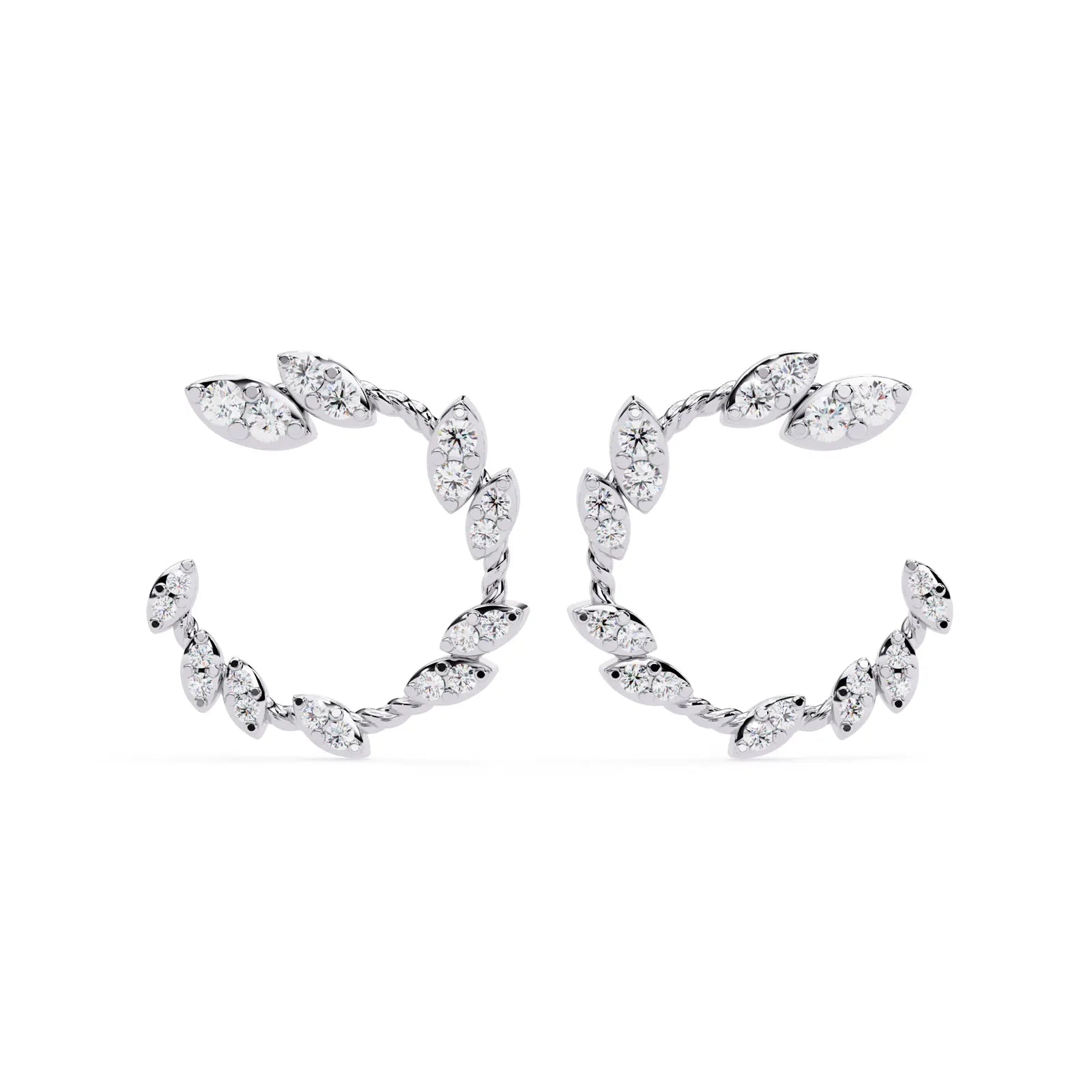 Lauro Crescent Earrings - round brilliant diamond earrings - top view - hand-made in Byron Bay Hinterland, Australia by Lucano Fine Jewellery