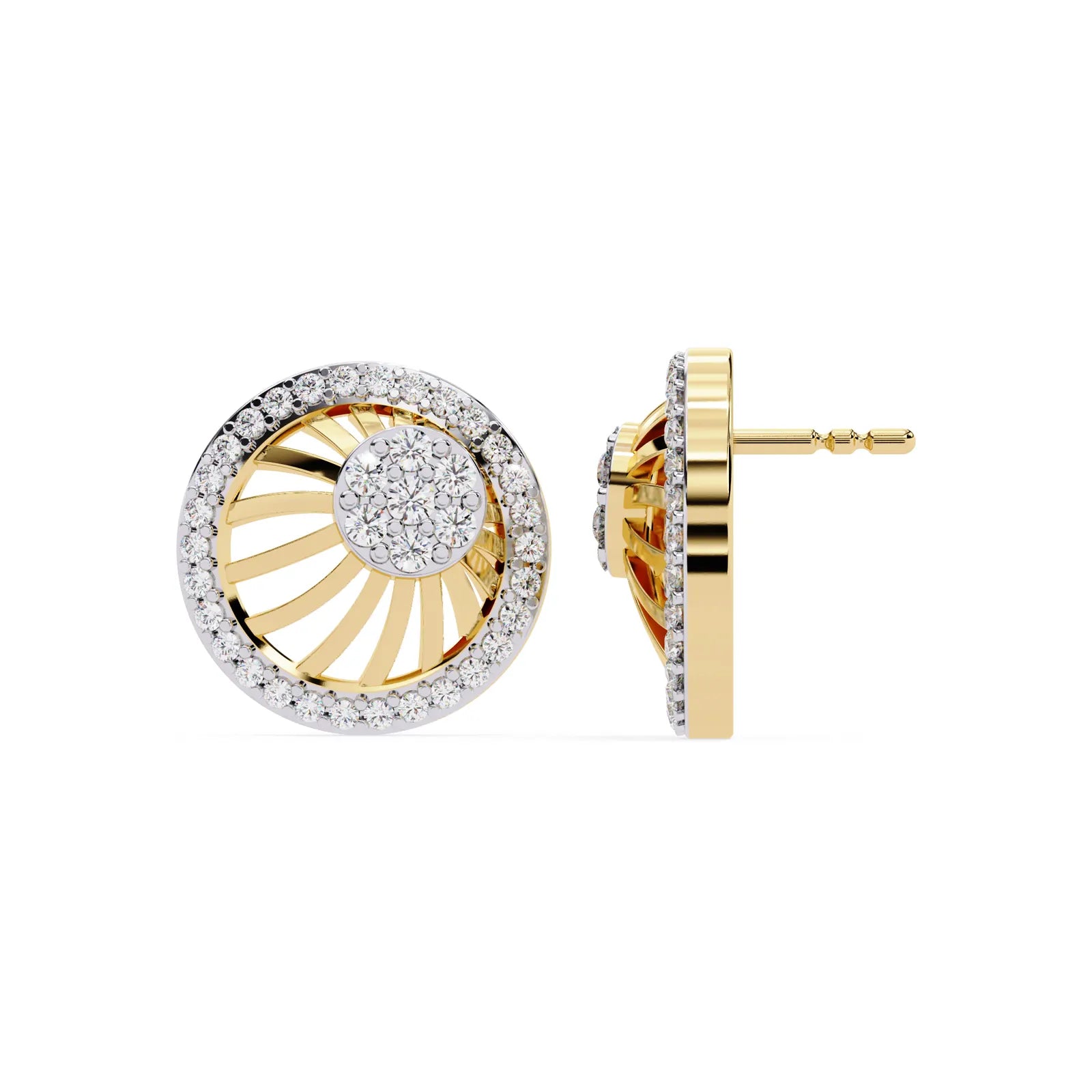 Soleil Sun Studs - round brilliant diamond earrings - side profile - hand-made in Byron Bay Hinterland, Australia by Lucano Fine Jewellery