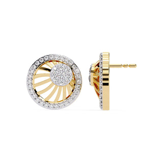 Soleil Sun Studs - round brilliant diamond earrings - side profile - hand-made in Byron Bay Hinterland, Australia by Lucano Fine Jewellery