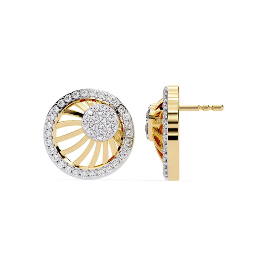 Soleil Sun Studs - round brilliant diamond earrings - side profile - hand-made in Byron Bay Hinterland, Australia by Lucano Fine Jewellery
