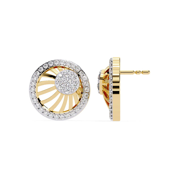 Soleil Sun Studs - round brilliant diamond earrings - side profile - hand-made in Byron Bay Hinterland, Australia by Lucano Fine Jewellery