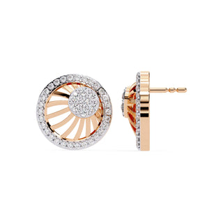 Soleil Sun Studs - round brilliant diamond earrings - angled view - hand-made in Byron Bay Hinterland, Australia by Lucano Fine Jewellery