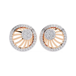 Soleil Sun Studs - round brilliant diamond earrings - detail close-up - hand-made in Byron Bay Hinterland, Australia by Lucano Fine Jewellery