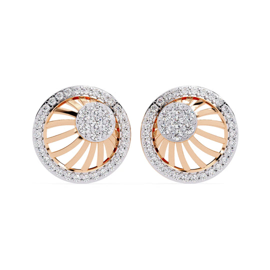 Soleil Sun Studs - round brilliant diamond earrings - detail close-up - hand-made in Byron Bay Hinterland, Australia by Lucano Fine Jewellery