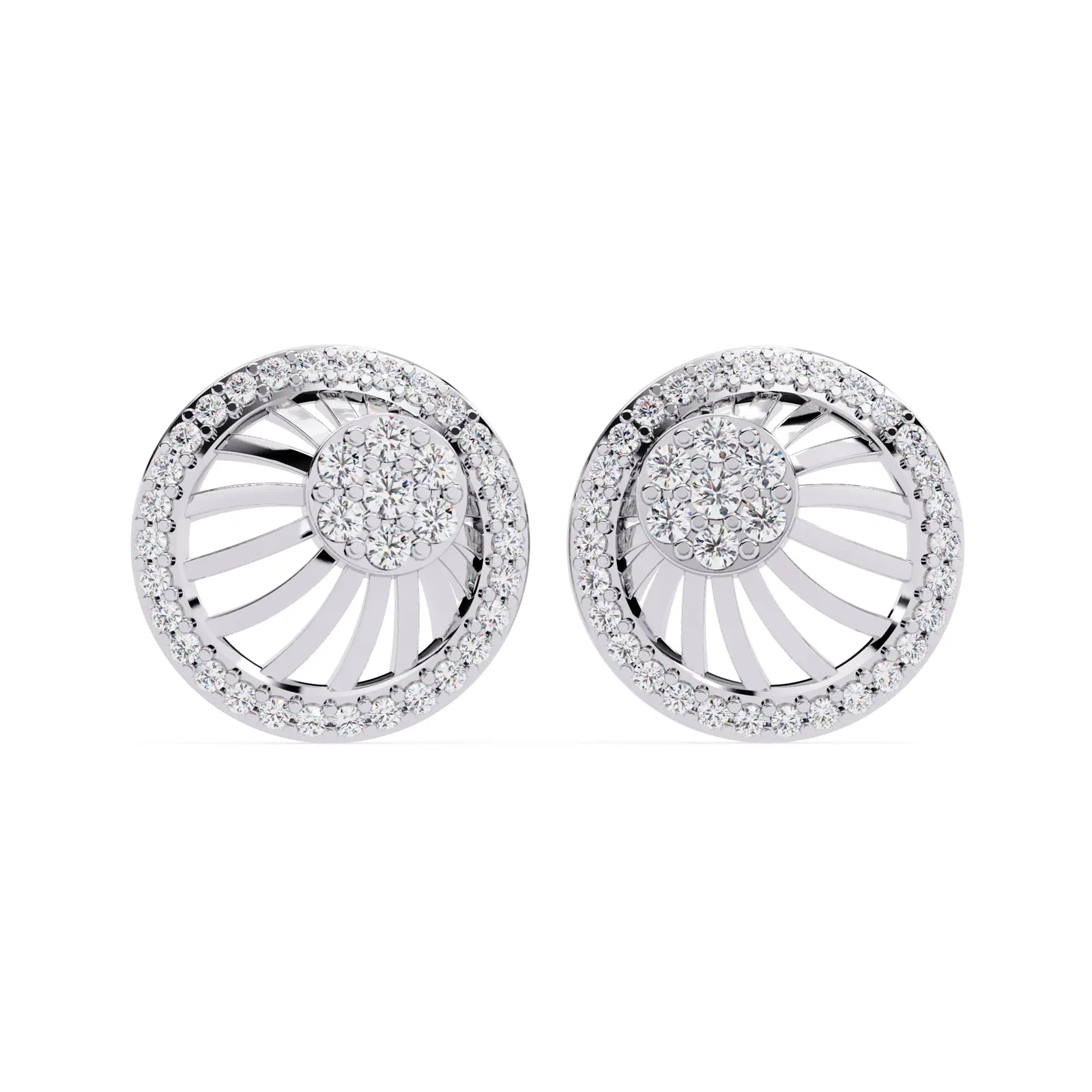 Soleil Sun Studs - round brilliant diamond earrings - top view - hand-made in Byron Bay Hinterland, Australia by Lucano Fine Jewellery
