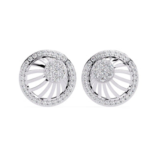 Soleil Sun Studs - round brilliant diamond earrings - top view - hand-made in Byron Bay Hinterland, Australia by Lucano Fine Jewellery