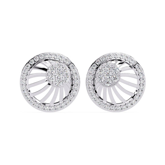 Soleil Sun Studs - round brilliant diamond earrings - top view - hand-made in Byron Bay Hinterland, Australia by Lucano Fine Jewellery