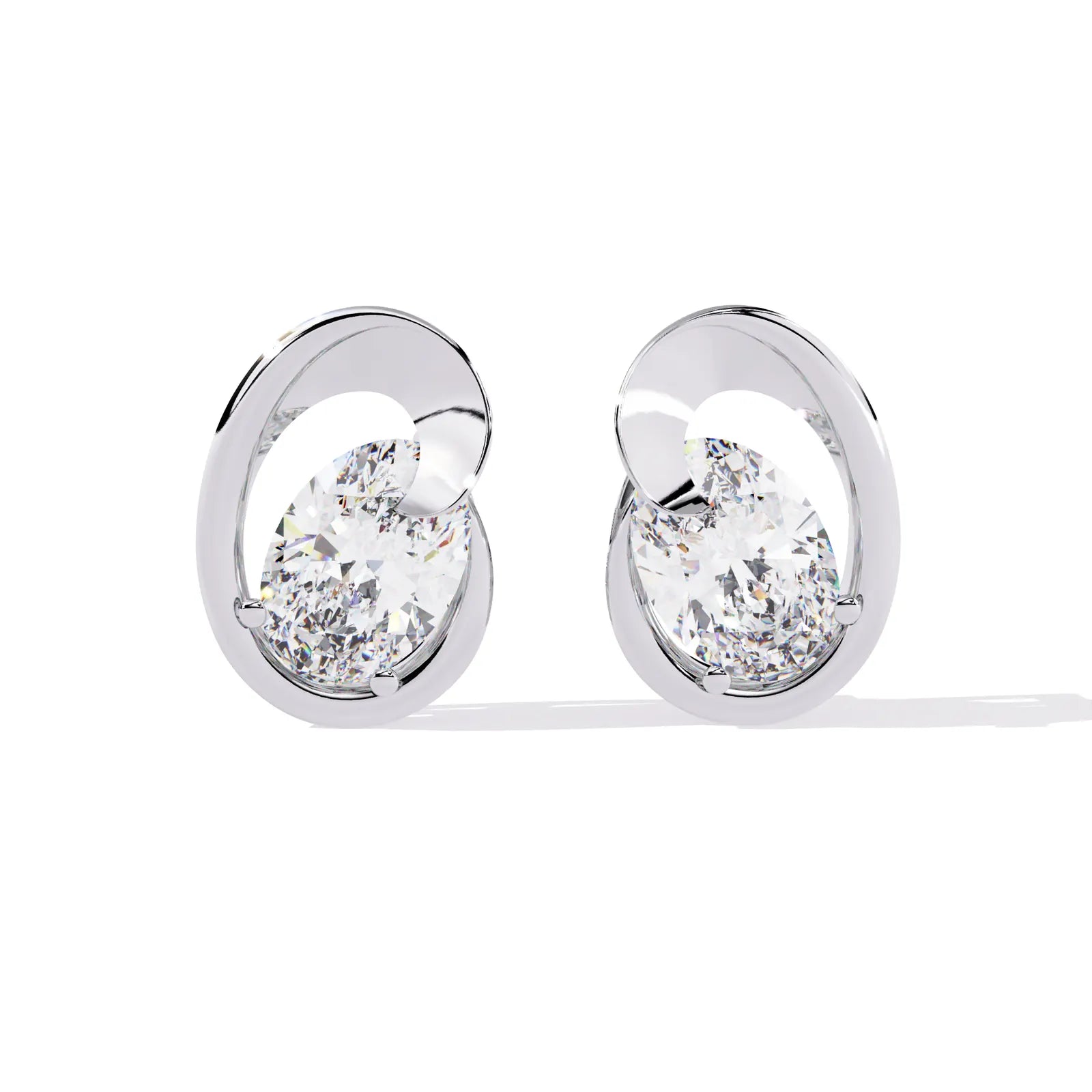 Luna Oval Studs - oval-cut diamond earrings - front view - hand-made in Byron Bay Hinterland, Australia by Lucano Fine Jewellery