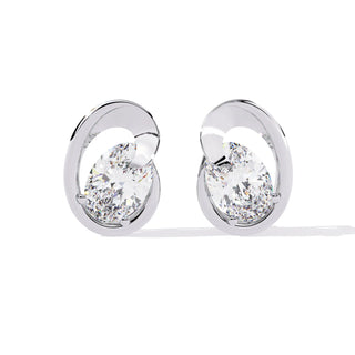 Luna Oval Studs - oval-cut diamond earrings - front view - hand-made in Byron Bay Hinterland, Australia by Lucano Fine Jewellery
