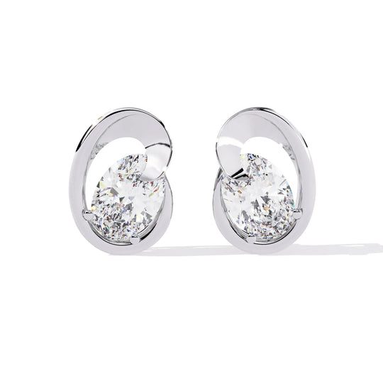 Luna Oval Studs - oval-cut diamond earrings - front view - hand-made in Byron Bay Hinterland, Australia by Lucano Fine Jewellery