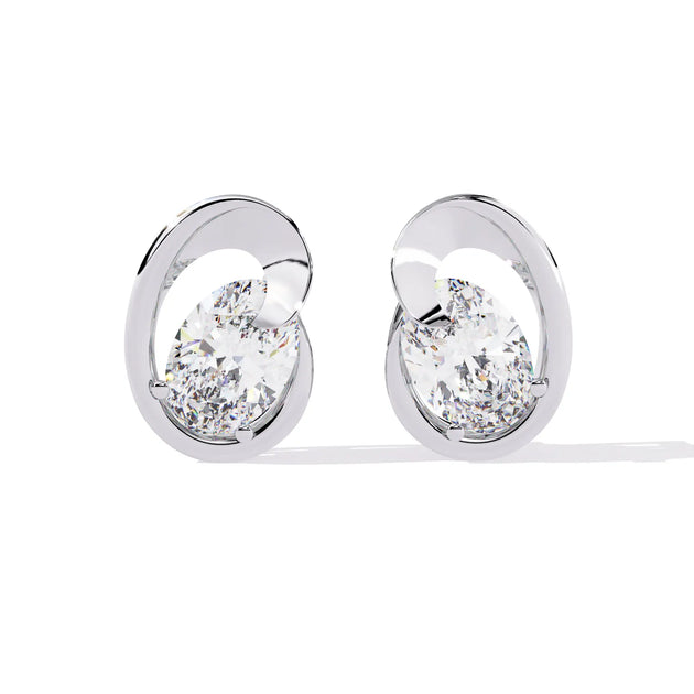 Luna Oval Studs - oval-cut diamond earrings - front view - hand-made in Byron Bay Hinterland, Australia by Lucano Fine Jewellery
