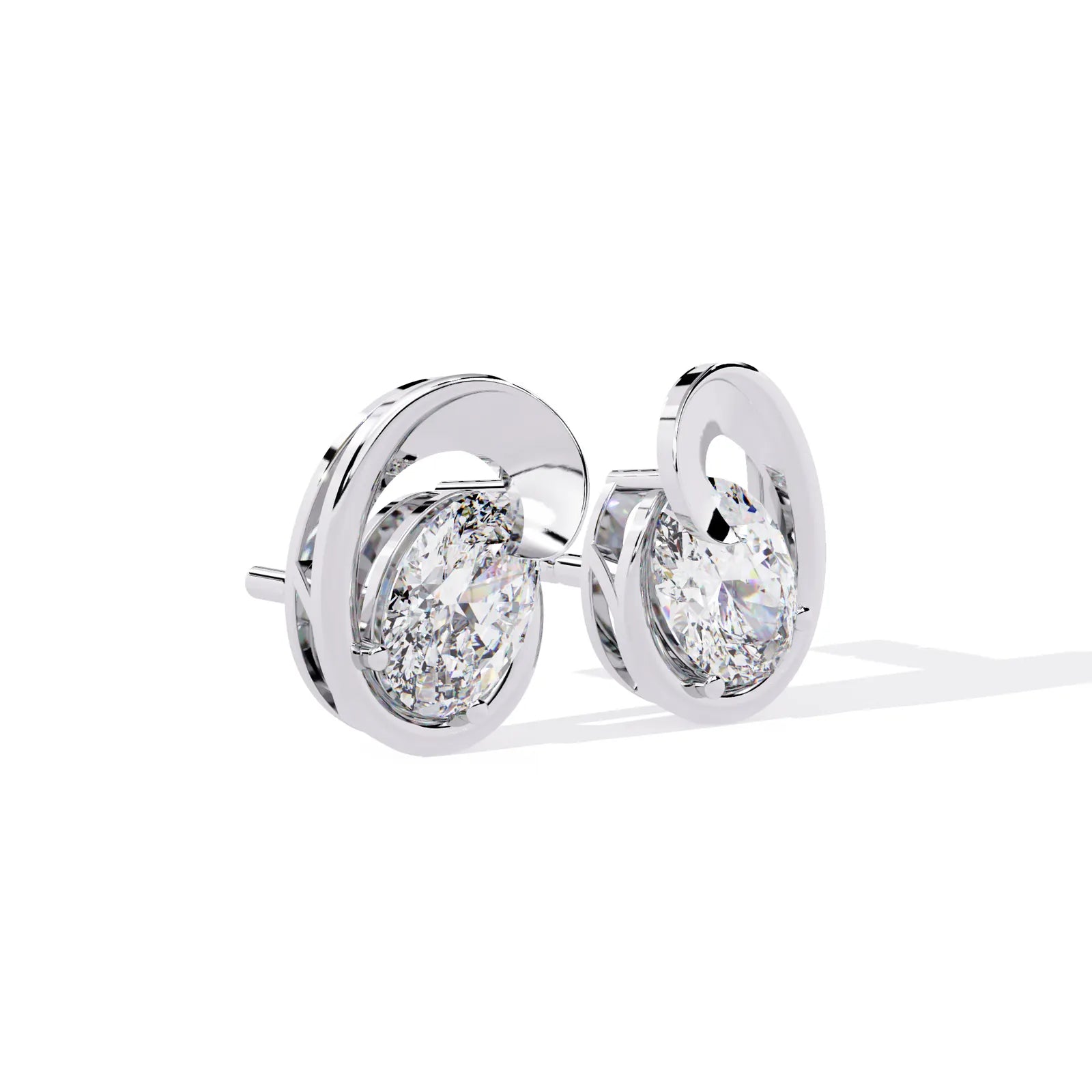 Luna Oval Studs - oval-cut diamond earrings - angled view - hand-made in Byron Bay Hinterland, Australia by Lucano Fine Jewellery