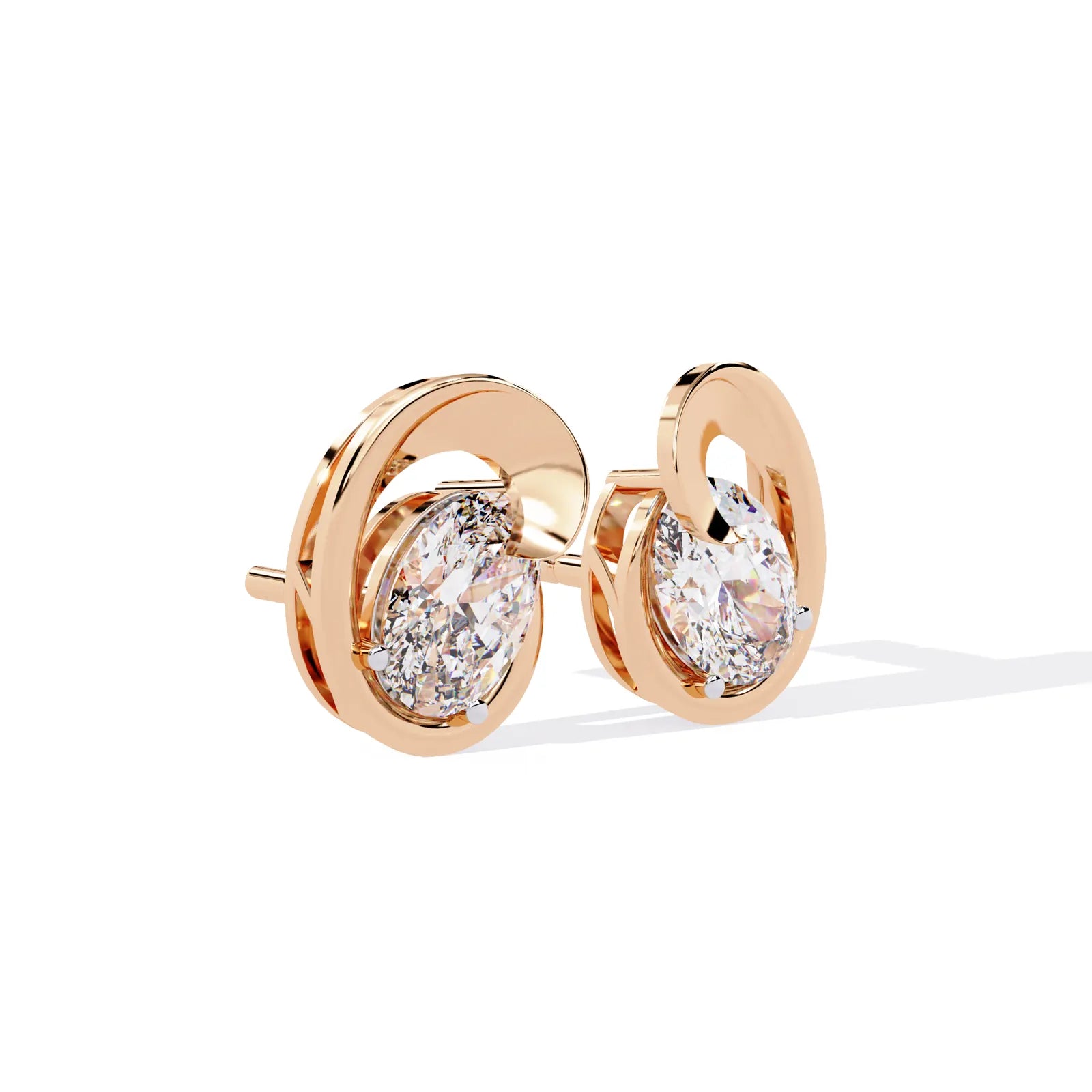 Luna Oval Studs - oval-cut diamond earrings - three-quarter view - hand-made in Byron Bay Hinterland, Australia by Lucano Fine Jewellery