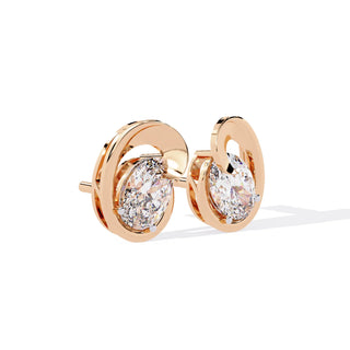 Luna Oval Studs - oval-cut diamond earrings - three-quarter view - hand-made in Byron Bay Hinterland, Australia by Lucano Fine Jewellery