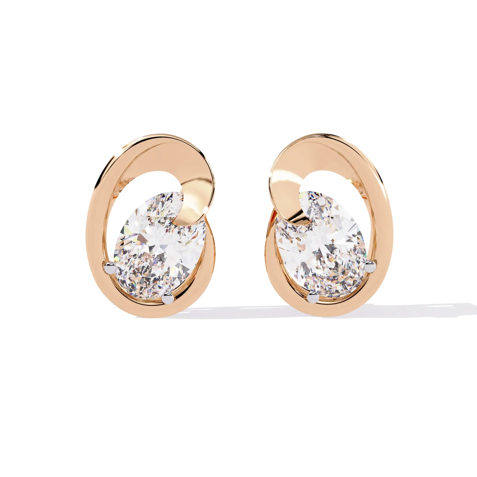 Luna Oval Studs - oval-cut diamond earrings - detail close-up - hand-made in Byron Bay Hinterland, Australia by Lucano Fine Jewellery
