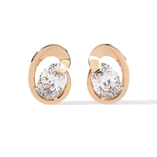 Luna Oval Studs - oval-cut diamond earrings - detail close-up - hand-made in Byron Bay Hinterland, Australia by Lucano Fine Jewellery