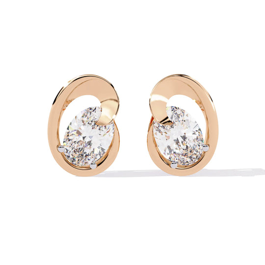 Luna Oval Studs - oval-cut diamond earrings - detail close-up - hand-made in Byron Bay Hinterland, Australia by Lucano Fine Jewellery