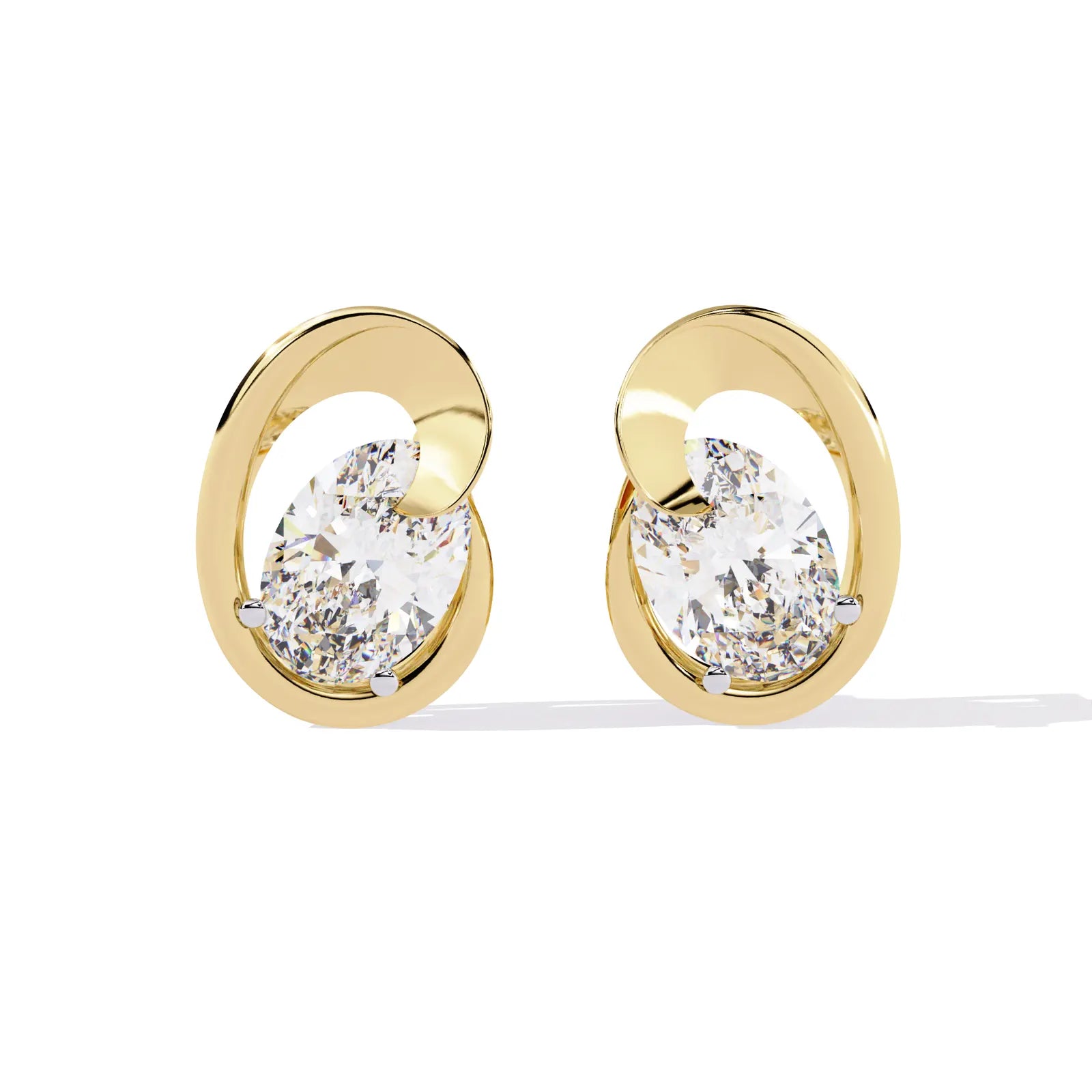 Luna Oval Studs - oval-cut diamond earrings - top view - hand-made in Byron Bay Hinterland, Australia by Lucano Fine Jewellery