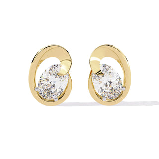 Luna Oval Studs - oval-cut diamond earrings - top view - hand-made in Byron Bay Hinterland, Australia by Lucano Fine Jewellery
