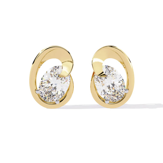 Luna Oval Studs - oval-cut diamond earrings - top view - hand-made in Byron Bay Hinterland, Australia by Lucano Fine Jewellery