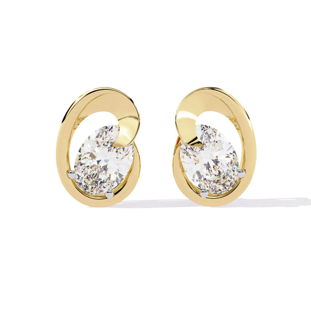 Luna Oval Studs - oval-cut diamond earrings - top view - hand-made in Byron Bay Hinterland, Australia by Lucano Fine Jewellery