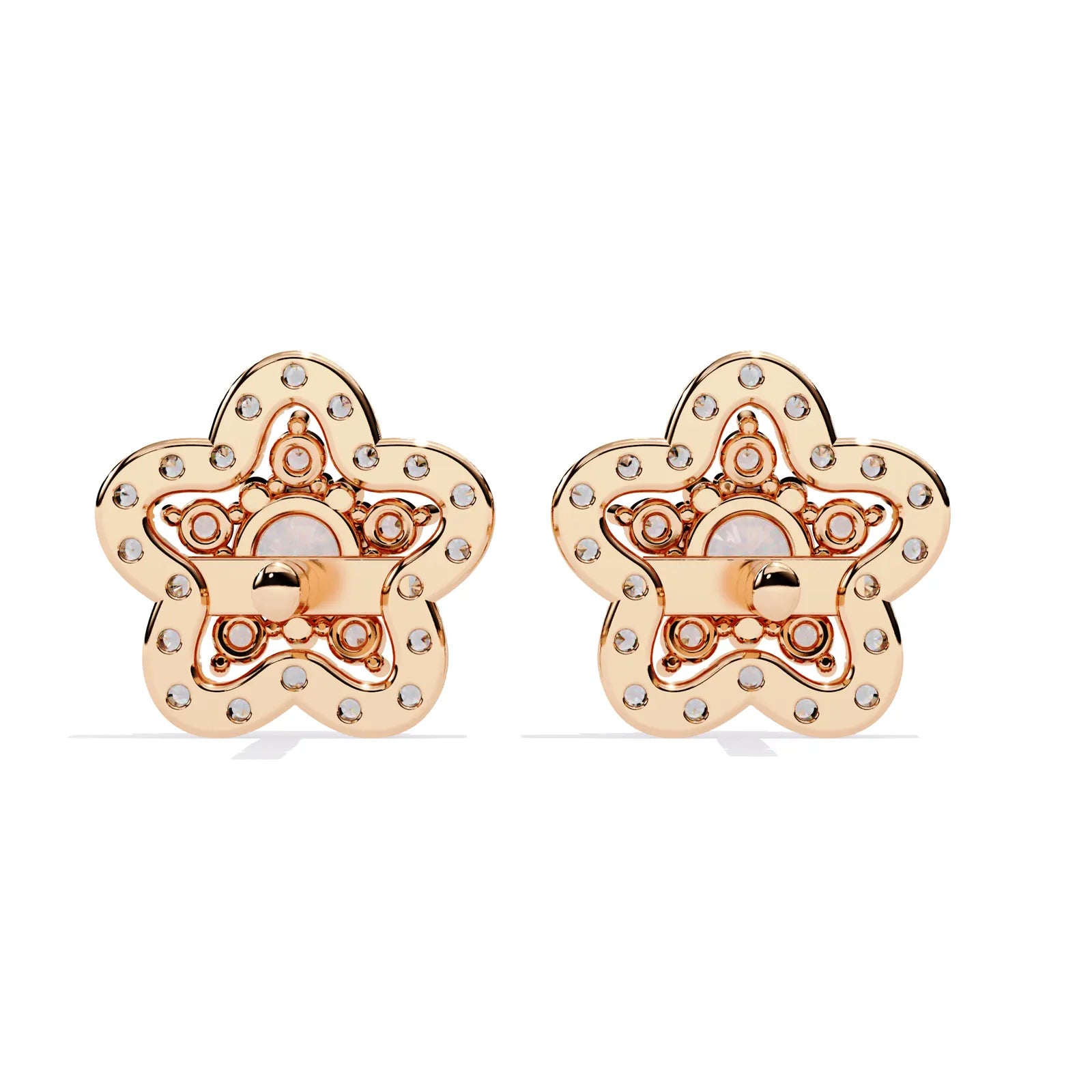 Fiore di Stella Studs - round brilliant diamond earrings - in 18ct rose gold - hand-made in Byron Bay Hinterland, Australia by Lucano Fine Jewellery