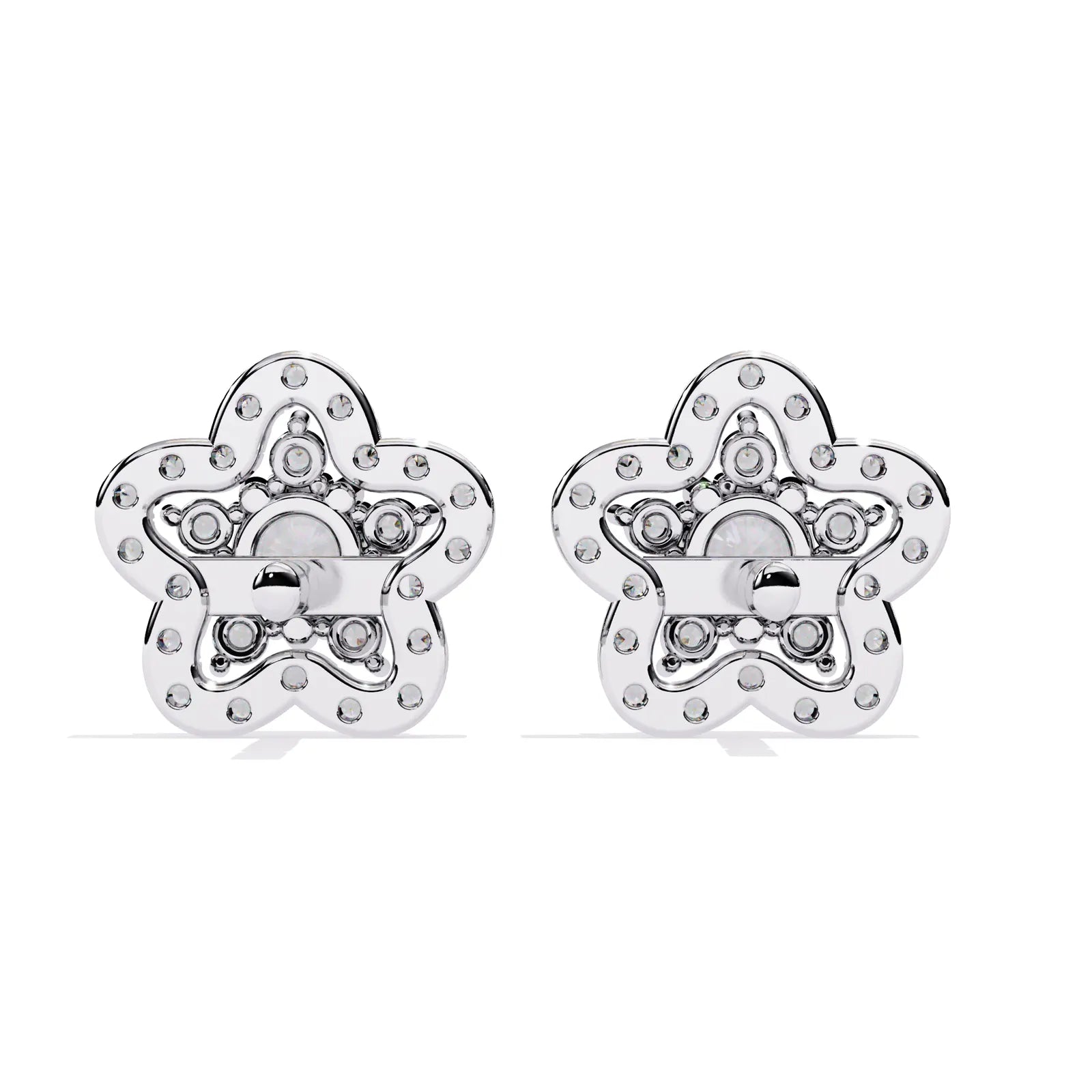 Fiore di Stella Studs - round brilliant diamond earrings - platinum finish - hand-made in Byron Bay Hinterland, Australia by Lucano Fine Jewellery