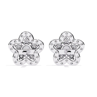 Fiore di Stella Studs - round brilliant diamond earrings - platinum finish - hand-made in Byron Bay Hinterland, Australia by Lucano Fine Jewellery