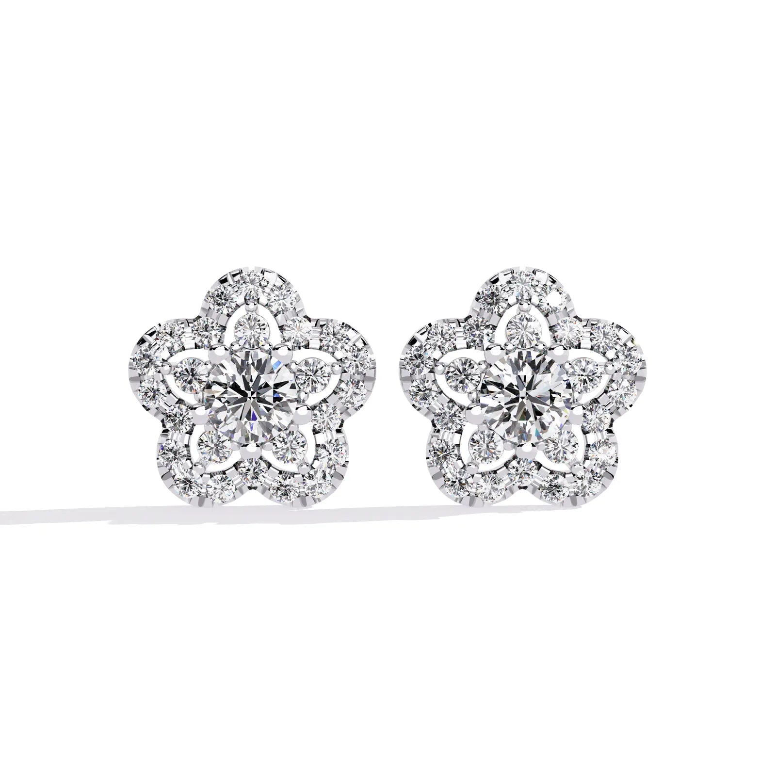Fiore di Stella Studs - round brilliant diamond earrings - front view - hand-made in Byron Bay Hinterland, Australia by Lucano Fine Jewellery