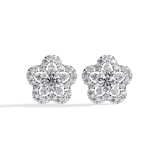 Fiore di Stella Studs - round brilliant diamond earrings - front view - hand-made in Byron Bay Hinterland, Australia by Lucano Fine Jewellery