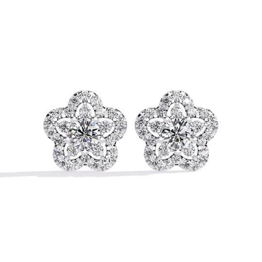 Fiore di Stella Studs - round brilliant diamond earrings - front view - hand-made in Byron Bay Hinterland, Australia by Lucano Fine Jewellery