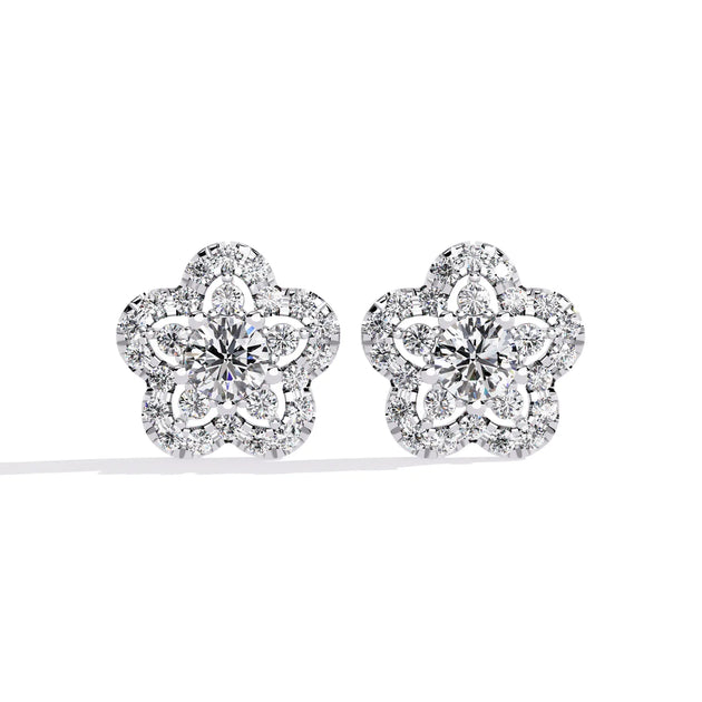 Fiore di Stella Studs - round brilliant diamond earrings - front view - hand-made in Byron Bay Hinterland, Australia by Lucano Fine Jewellery